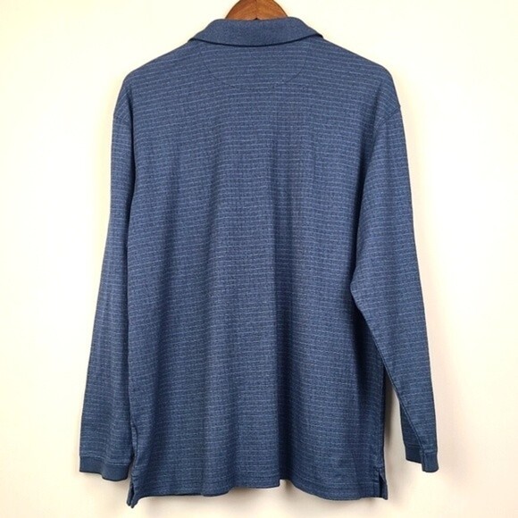 Haggar Mens Long Sleeve Blue Polo Shirt Pullover Size Large - Picture 4 of 13
